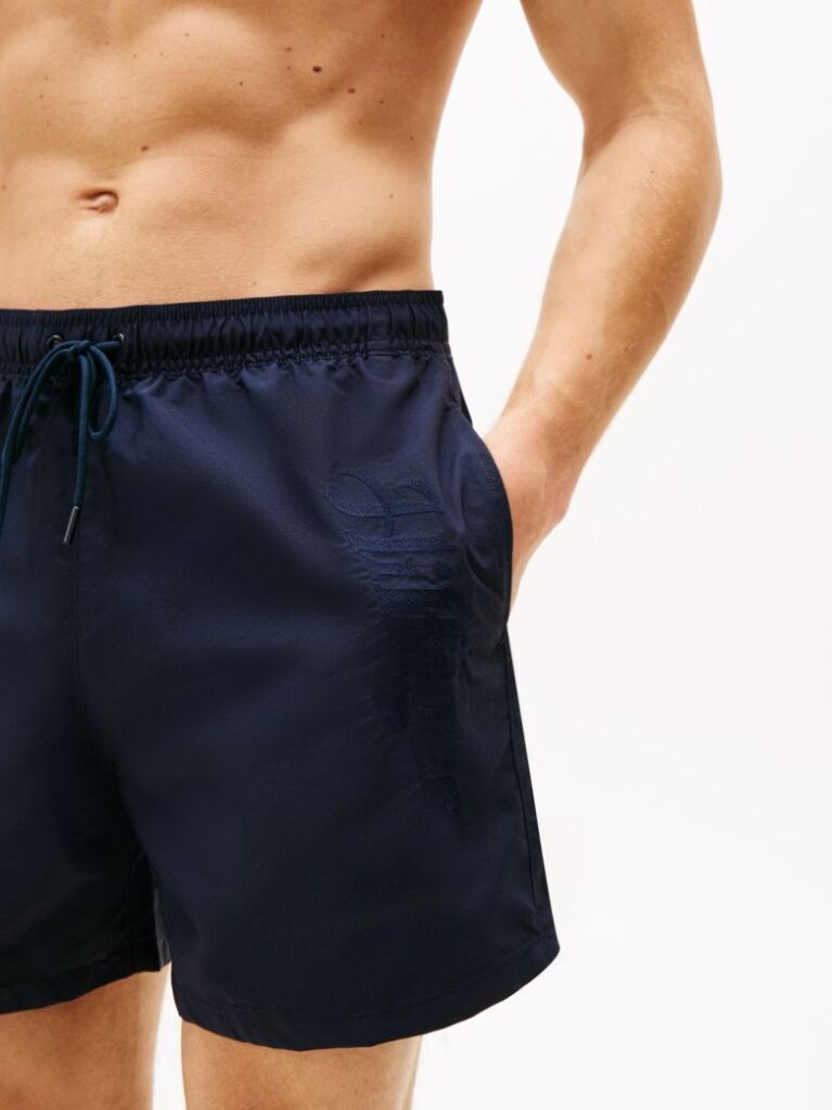 Blue Signature Logo Mid Length Swim Shorts  Men