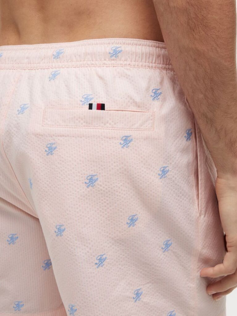 Orange Ithaca Embroidery Mid Length Swim Shorts  Men
