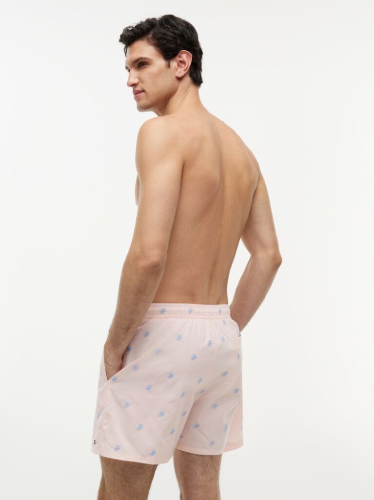 Orange Ithaca Embroidery Mid Length Swim Shorts  Men