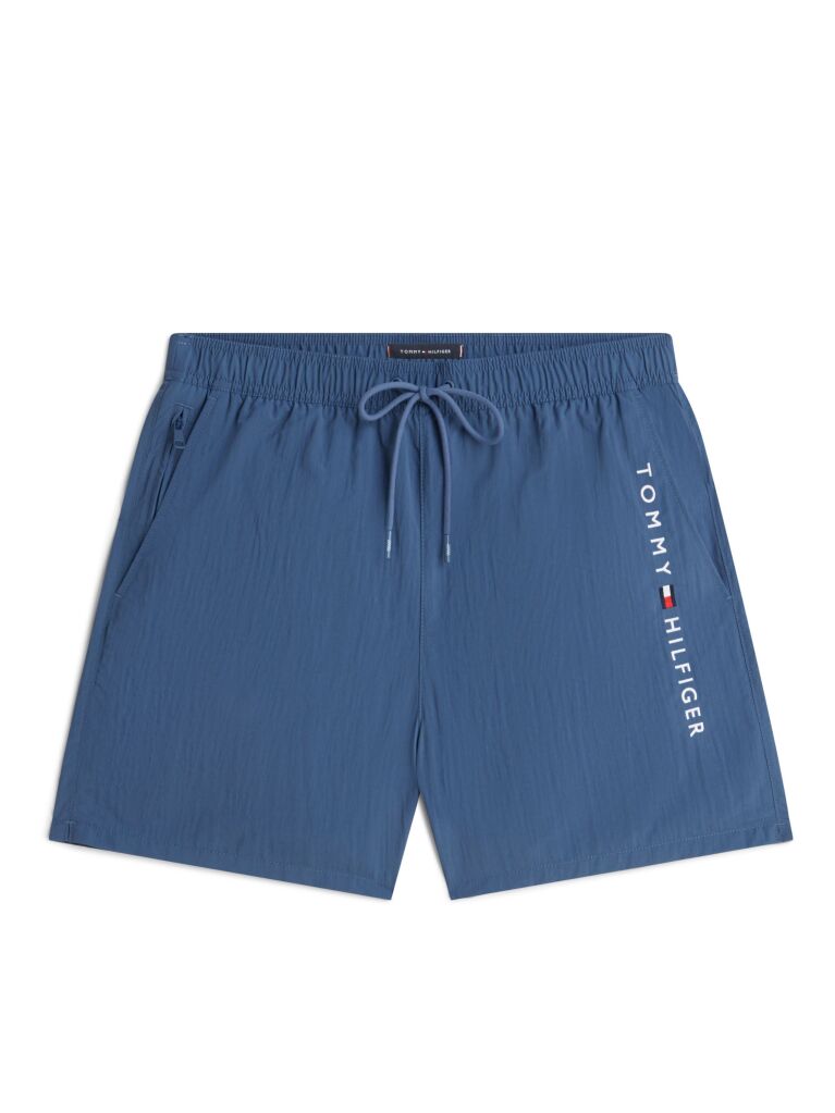 Blue Original Logo Mid Length Swim Shorts  Men