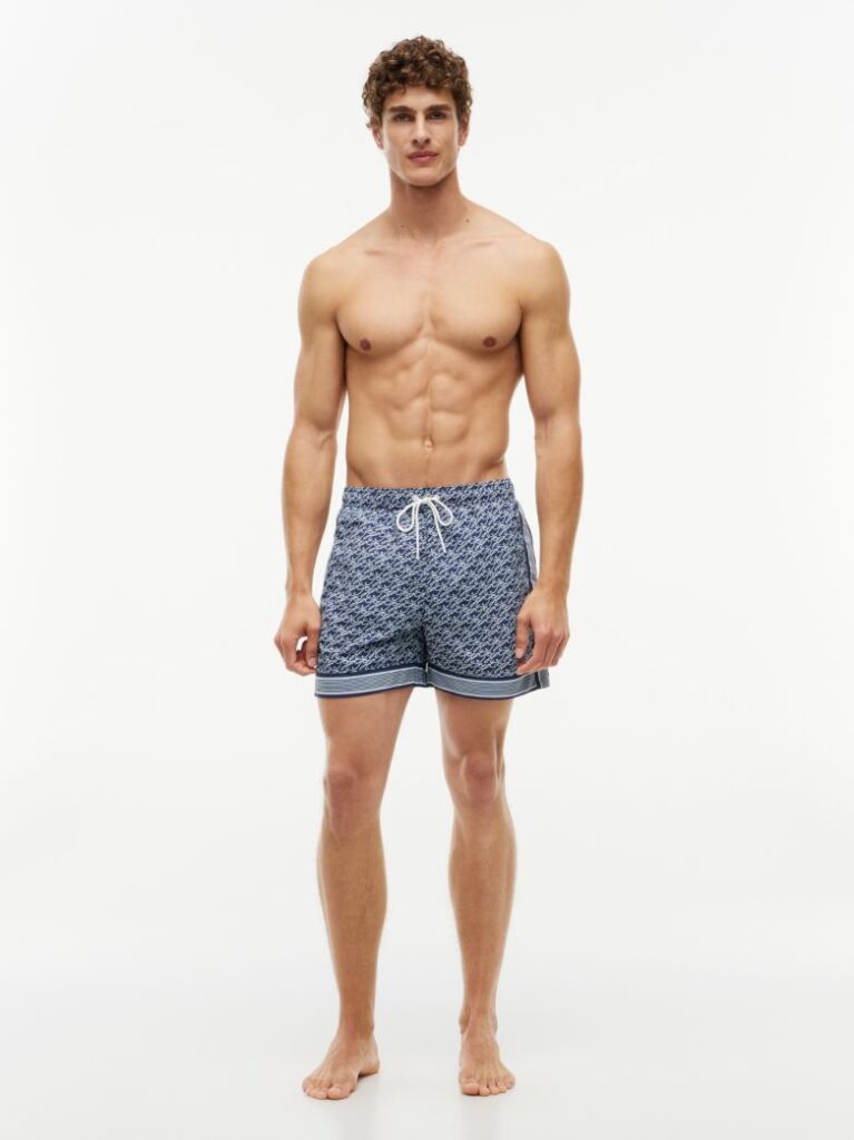Blue Print Mid Length Swim Shorts  Men