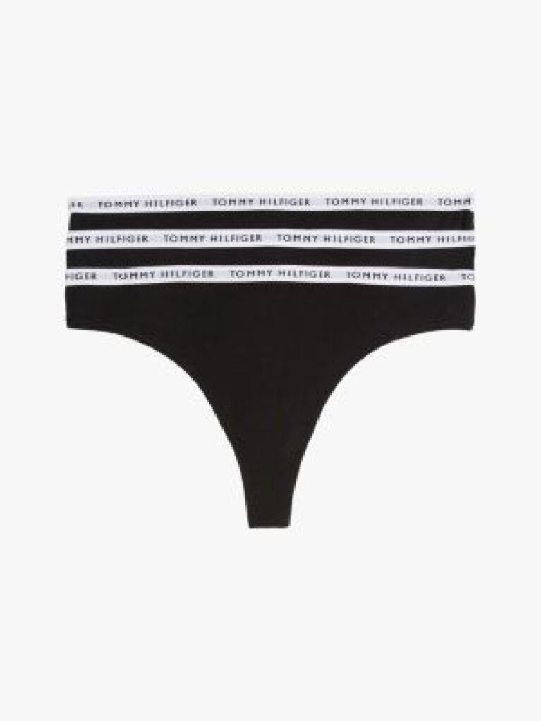 Black 3-Pack Logo Waistband Thongs  Women