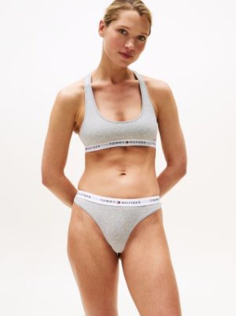 Grey Logo Waistband Thong  Women