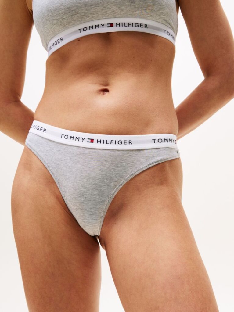 Grey Logo Waistband Thong  Women