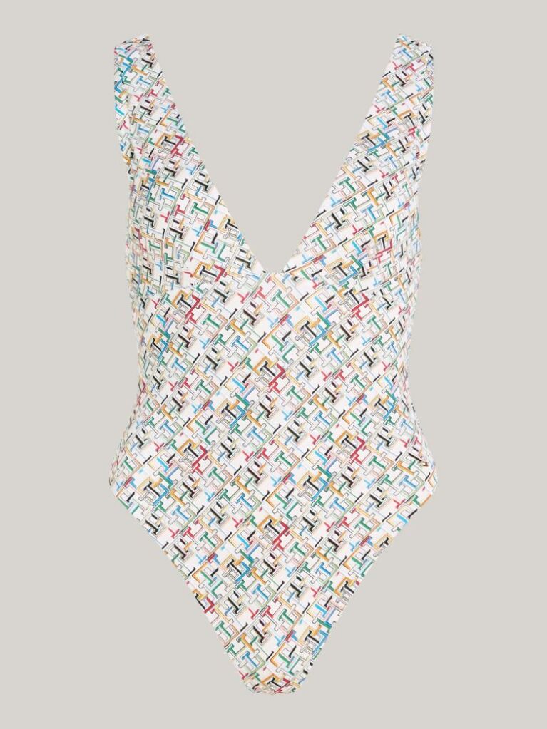 Multi TH Monogram Plunge One-Piece Swimsuit  Women