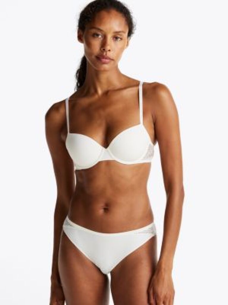 White Lace Trim Logo Waistband Briefs  Women