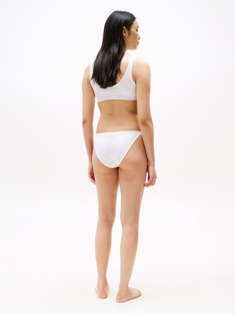 White Hilfiger Monotype Logo Waistband Tanga Briefs  Women