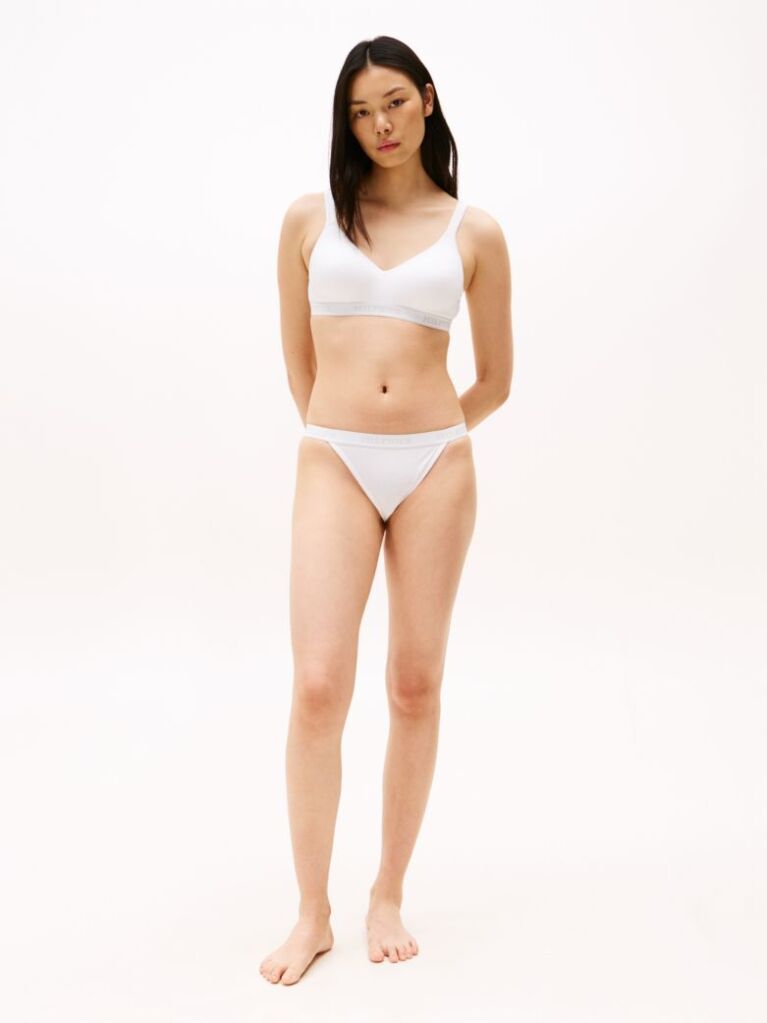 White Hilfiger Monotype Logo Waistband Tanga Briefs  Women