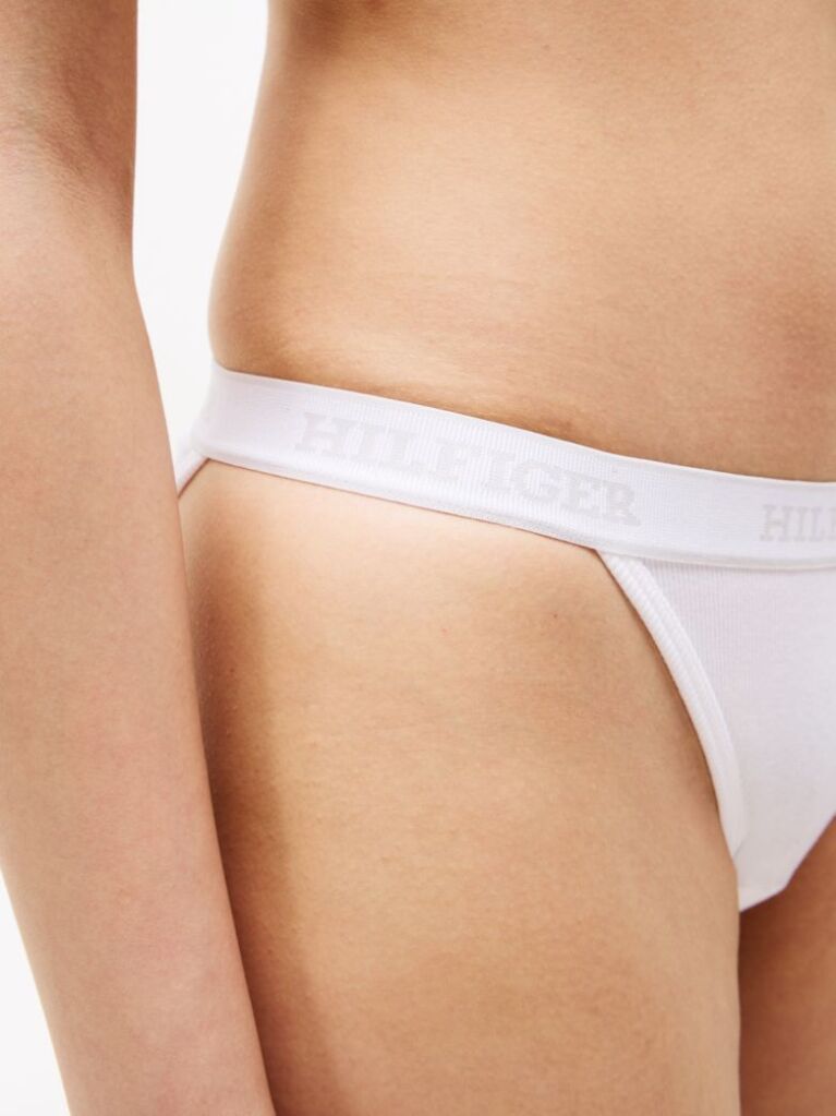 White Hilfiger Monotype Logo Waistband Tanga Briefs  Women
