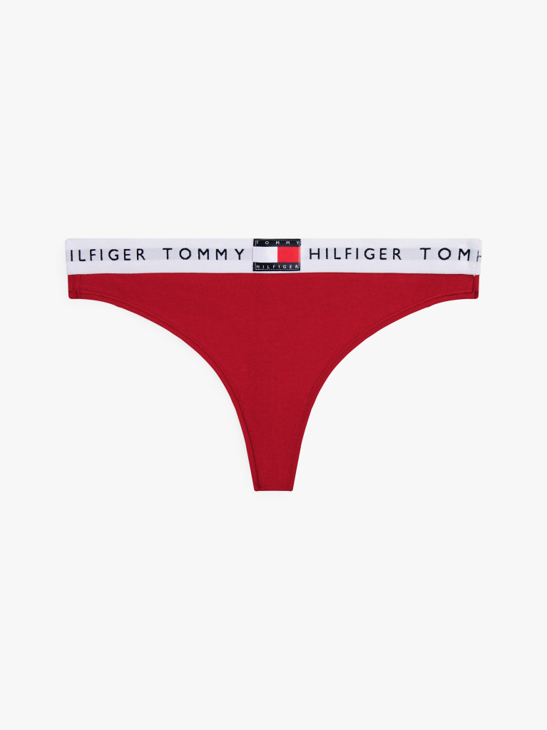 Red Heritage Waistband Logo Thong  Women
