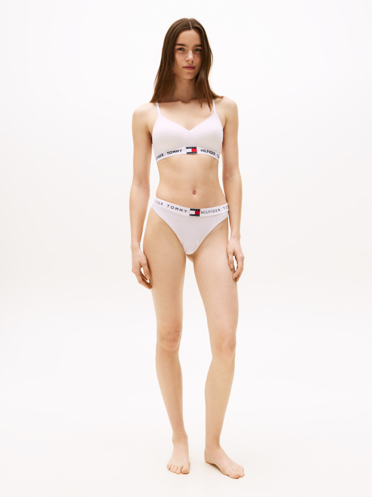 White Heritage Waistband Logo Thong  Women