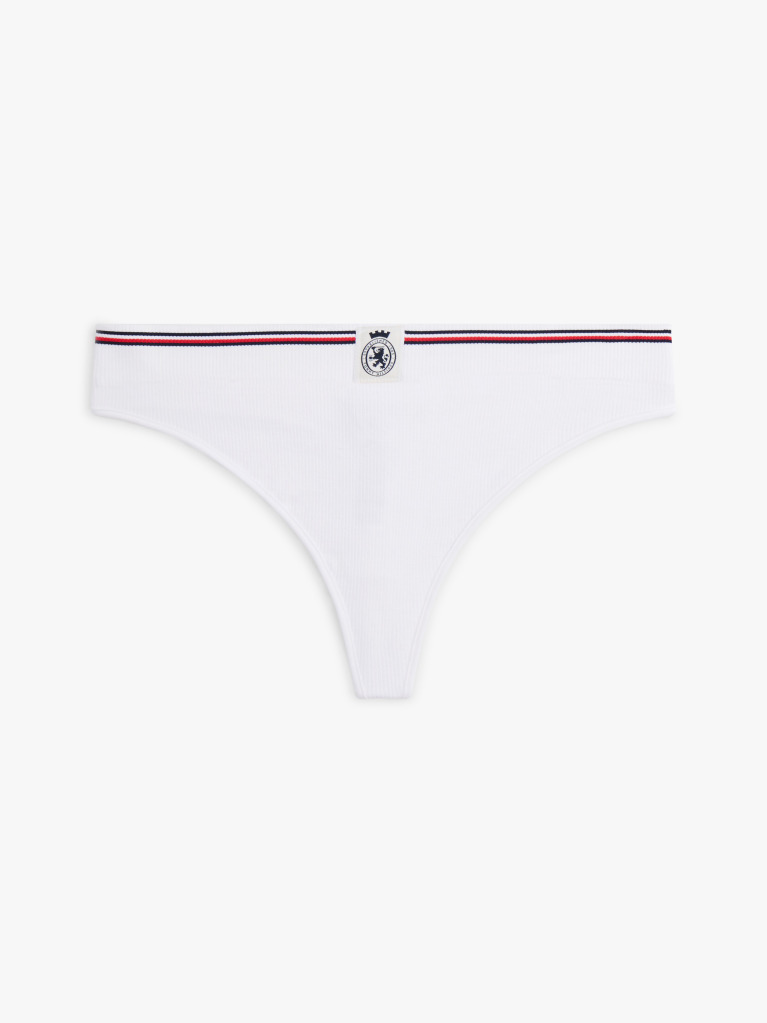 White TH Crest Ribbed Thong  Women