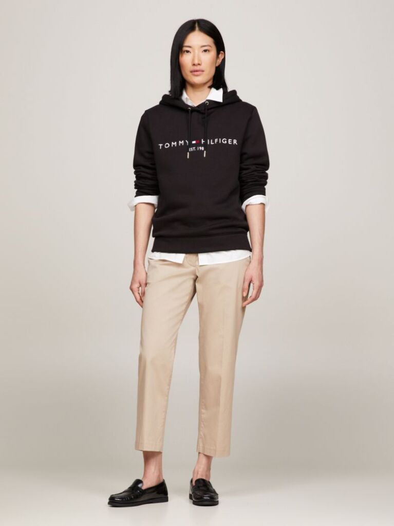 Black Essential Hoodie With Logo  Women