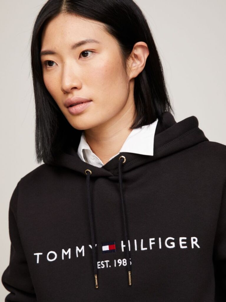 Black Essential Hoodie With Logo  Women