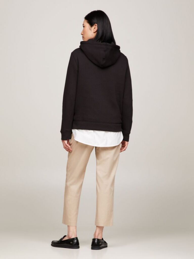 Black Essential Hoodie With Logo  Women