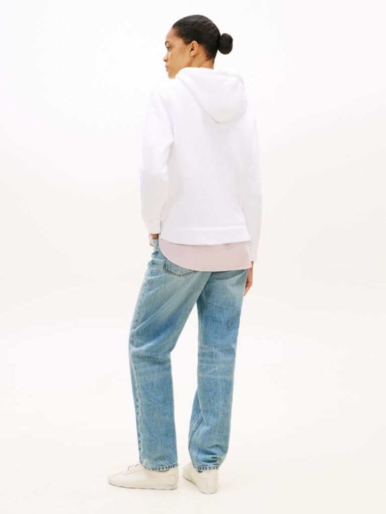 White Essential Hoodie With Logo  Women