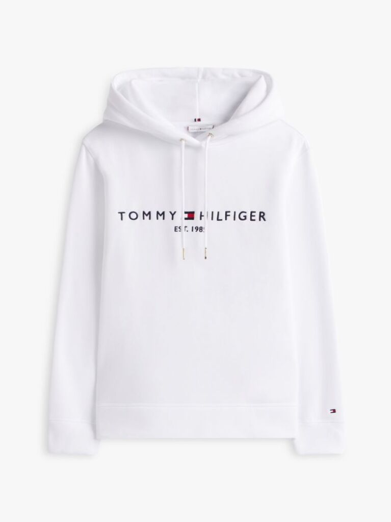 White Essential Hoodie With Logo  Women