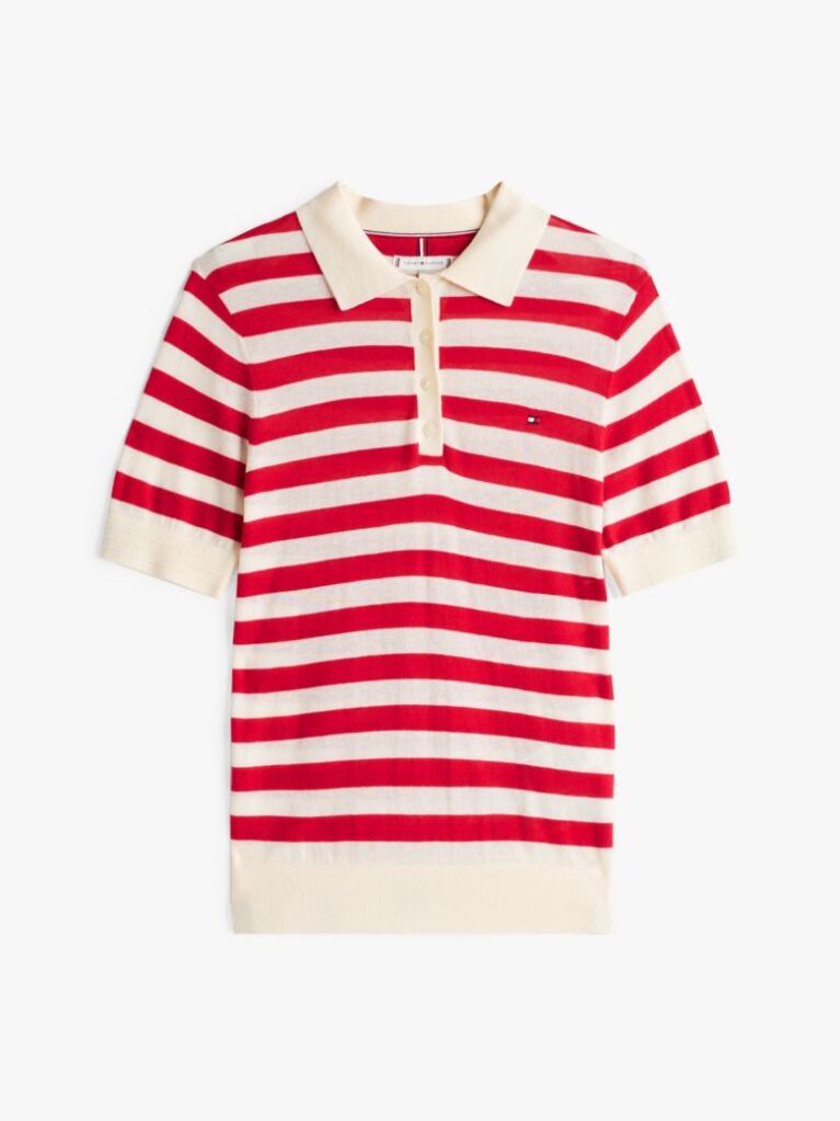 Multi Short Sleeve Polo Collar Jumper  Women