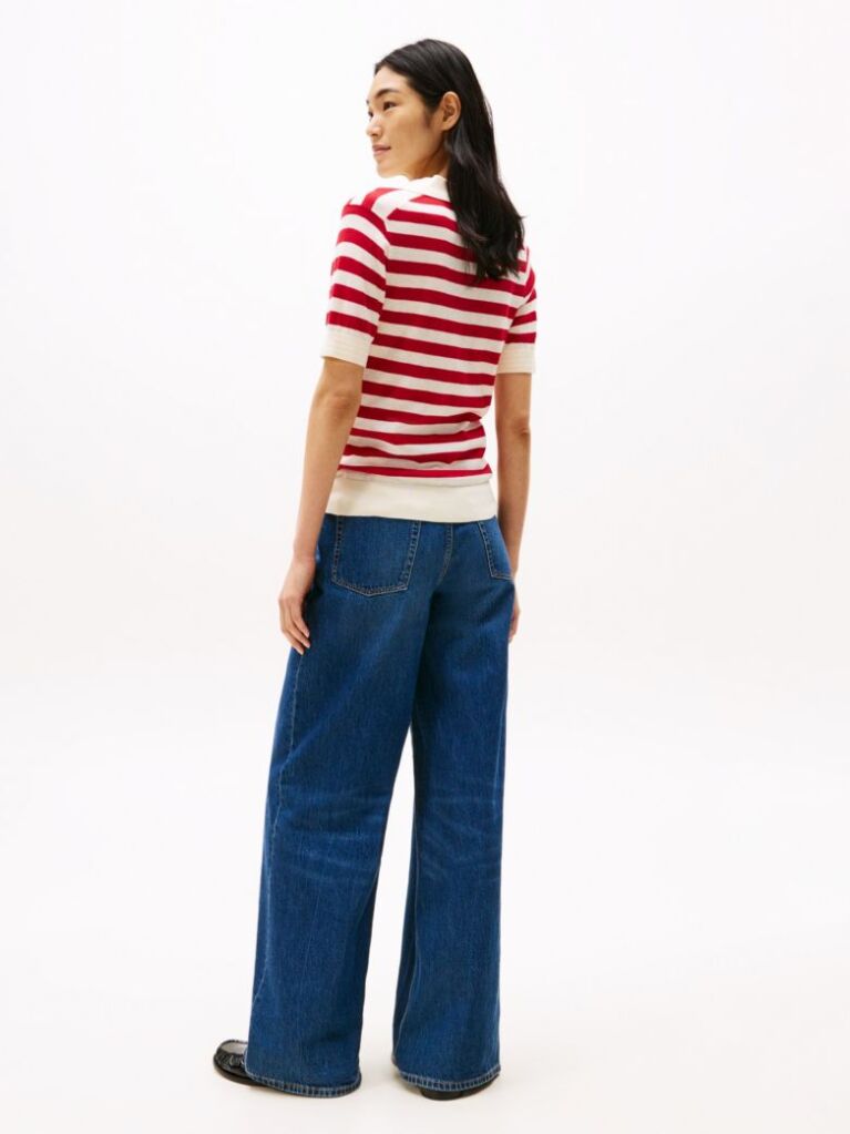 Multi Short Sleeve Polo Collar Jumper  Women