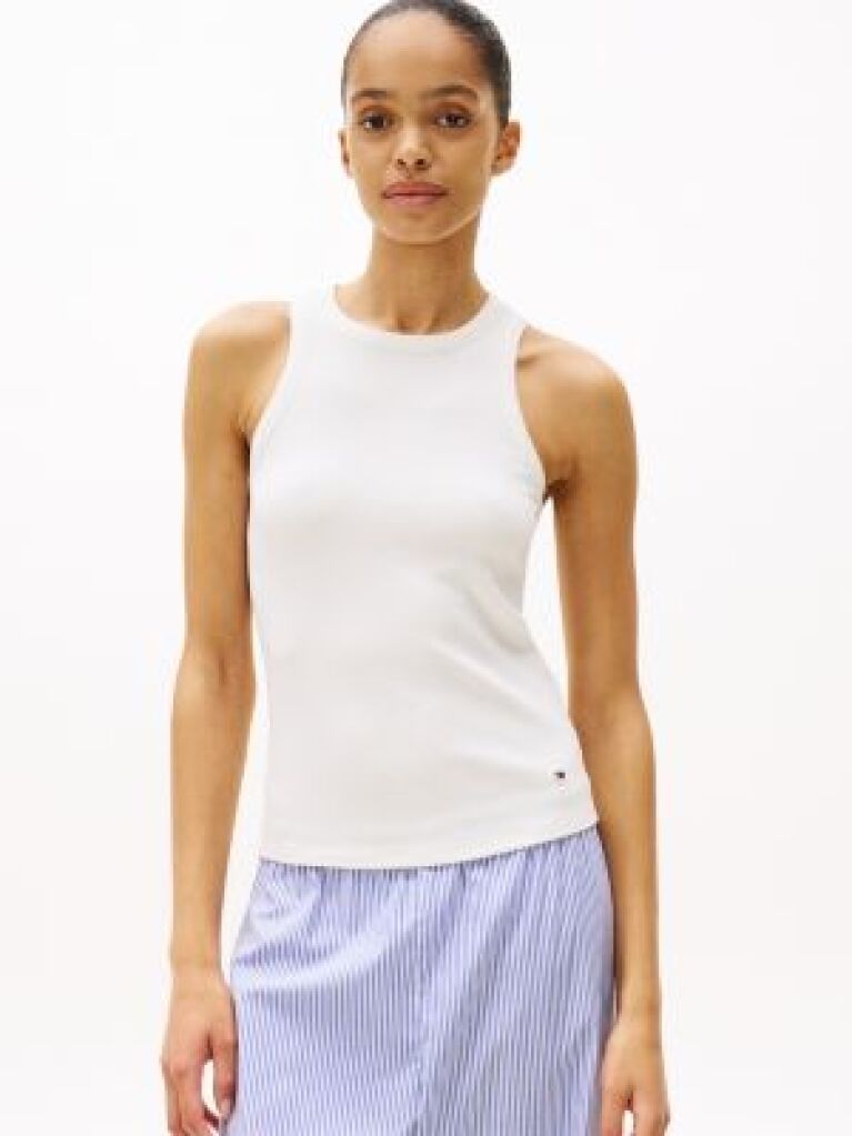 White RIB TANK TOP SLIM  Women