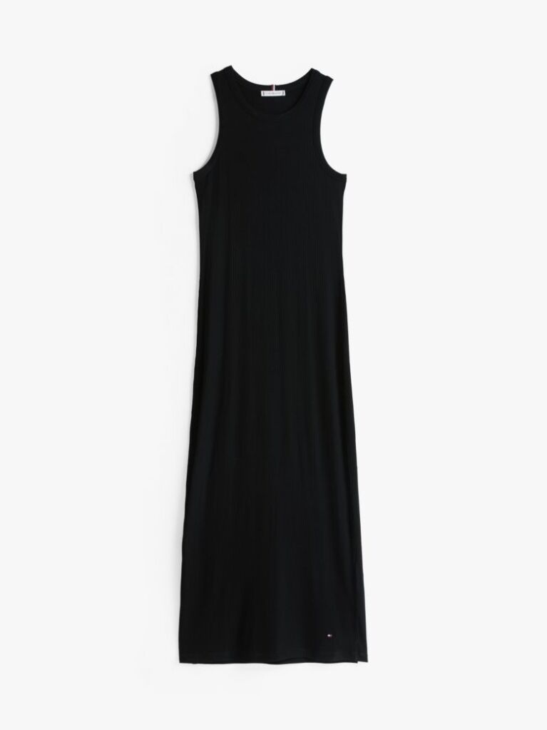 Black Ribbed Midi Bodycon Dress  Women