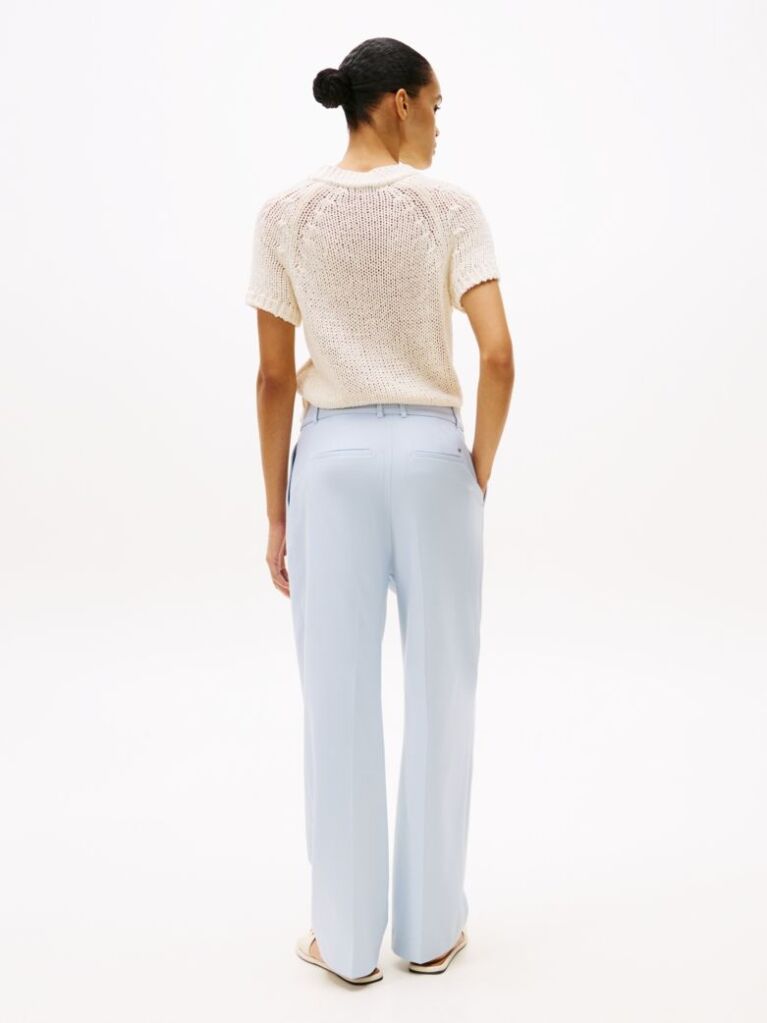 Blue Pigment Dyed Relaxed Straight Leg Trousers  Women