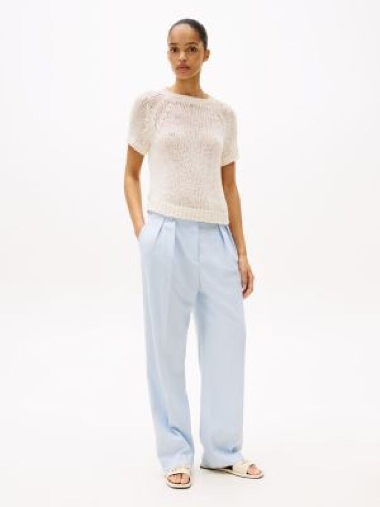 Blue Pigment Dyed Relaxed Straight Leg Trousers  Women