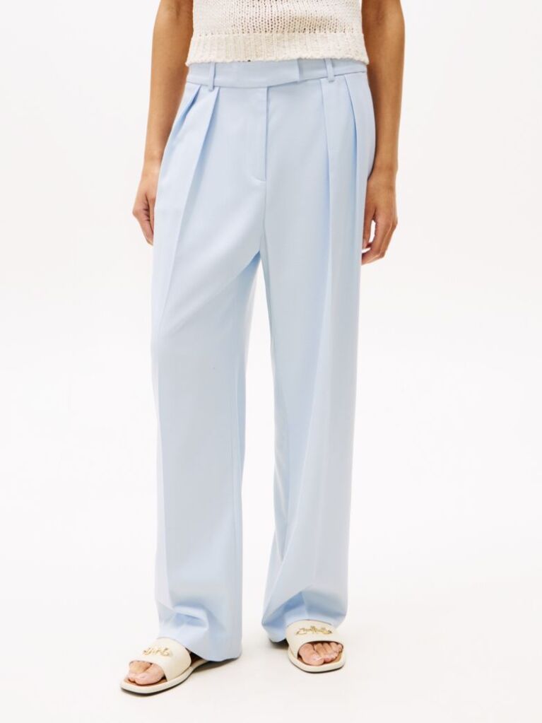 Blue Pigment Dyed Relaxed Straight Leg Trousers  Women