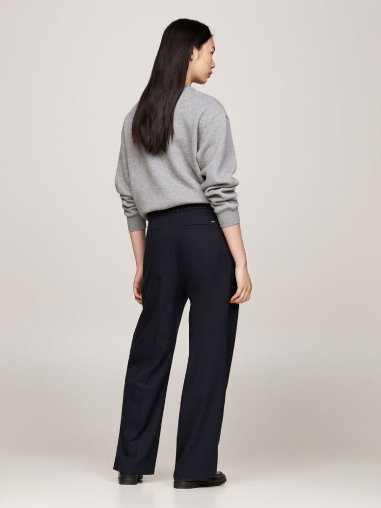 Blue Pigment Dyed Relaxed Straight Leg Trousers  Women