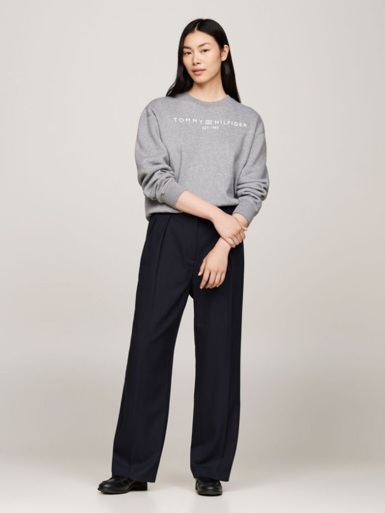Blue Pigment Dyed Relaxed Straight Leg Trousers  Women