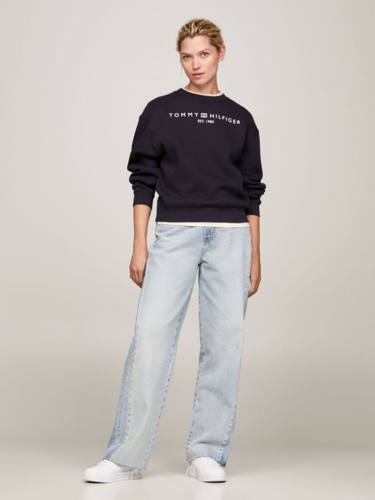 Blue Chest Logo Crew Neck Sweatshirt  Women