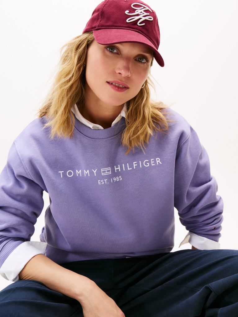 Purple Chest Logo Crew Neck Sweatshirt  Women
