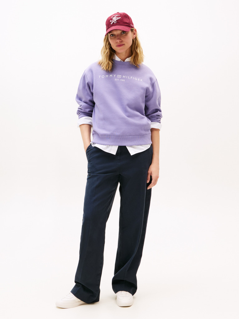Purple Chest Logo Crew Neck Sweatshirt  Women