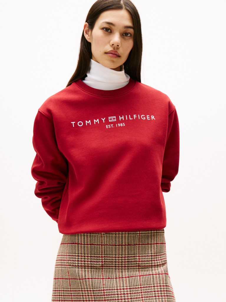 Red Chest Logo Crew Neck Sweatshirt  Women