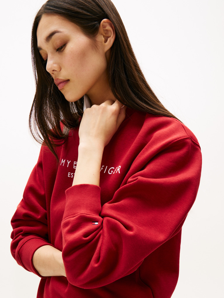 Red Chest Logo Crew Neck Sweatshirt  Women
