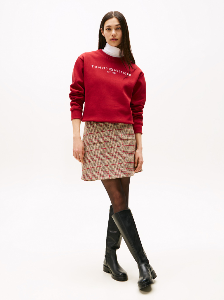 Red Chest Logo Crew Neck Sweatshirt  Women