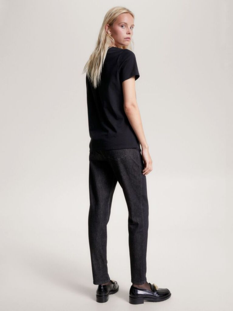 Black Logo Embroidery Jersey T-Shirt  Women