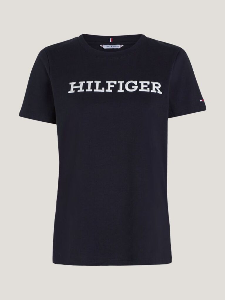 Black Logo Embroidery Jersey T-Shirt  Women