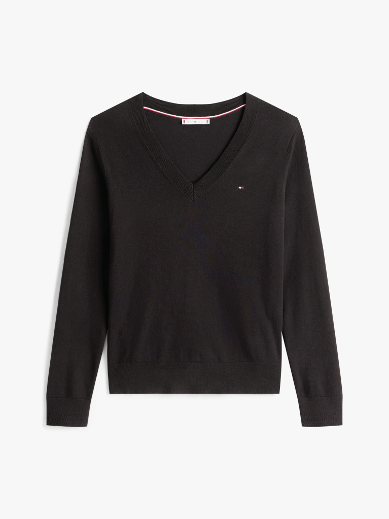 Black Jersey V-Neck Jumper  Women