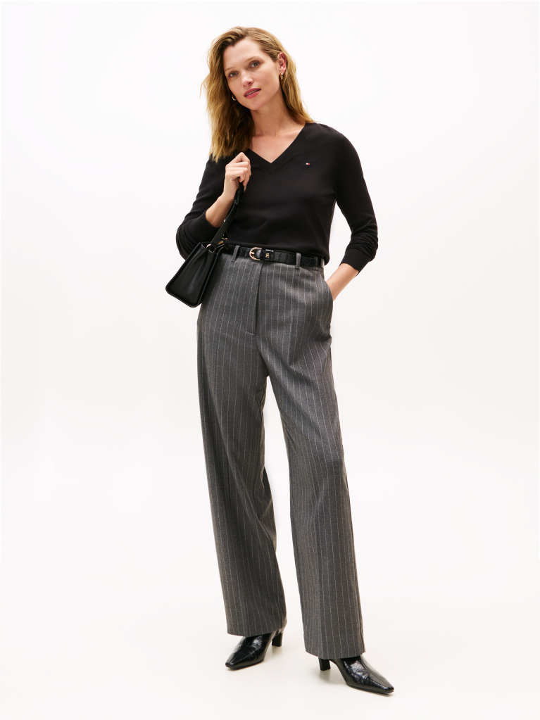 Black Jersey V-Neck Jumper  Women