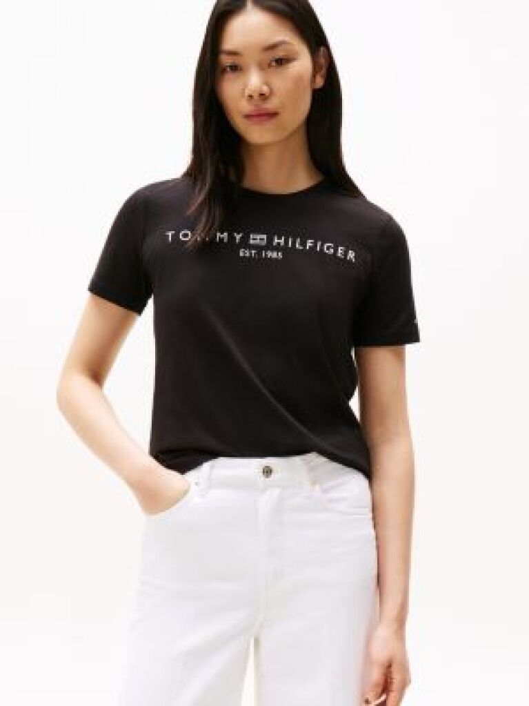 Black Logo Crew Neck T-Shirt  Women