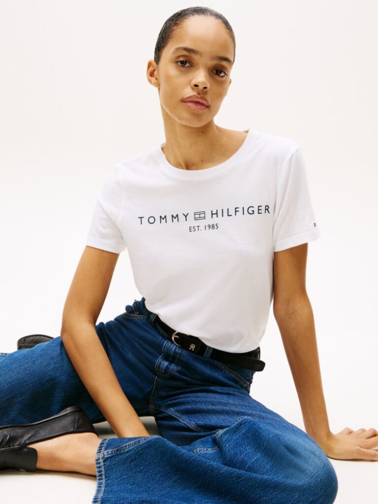 White Logo Crew Neck T-Shirt  Women