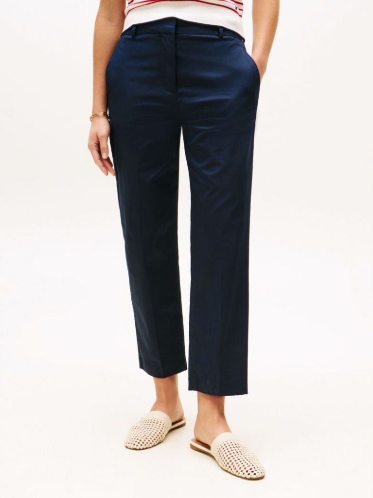 Blue Slim Fit Straight Leg Chinos  Women