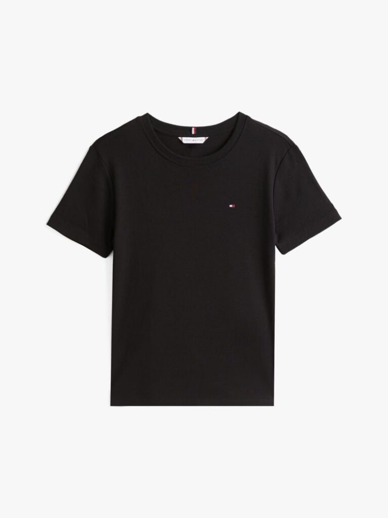 Black Flag Embroidery Ribbed Slim T-Shirt  Women