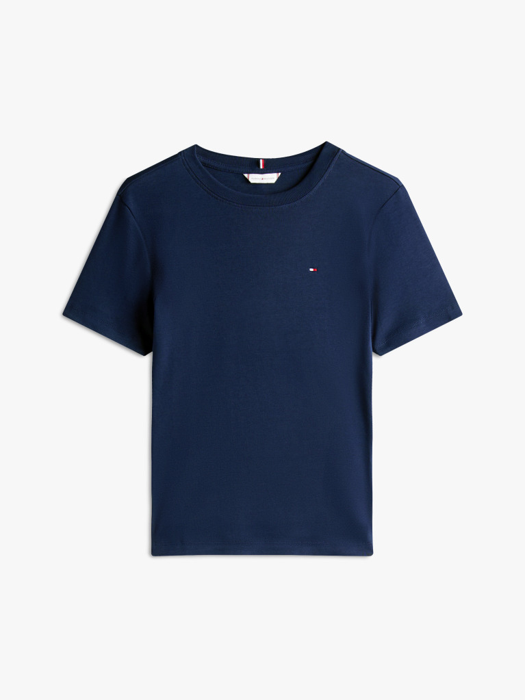 Blue Flag Embroidery Ribbed Slim T-Shirt  Women