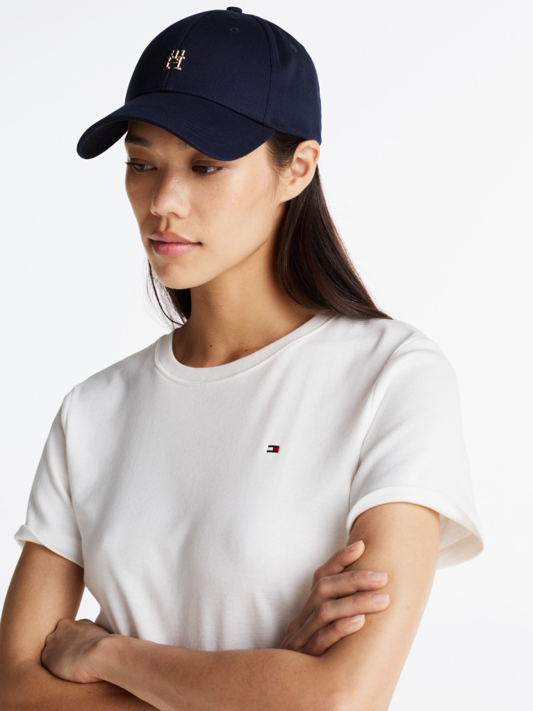 White Flag Embroidery Ribbed Slim T-Shirt  Women