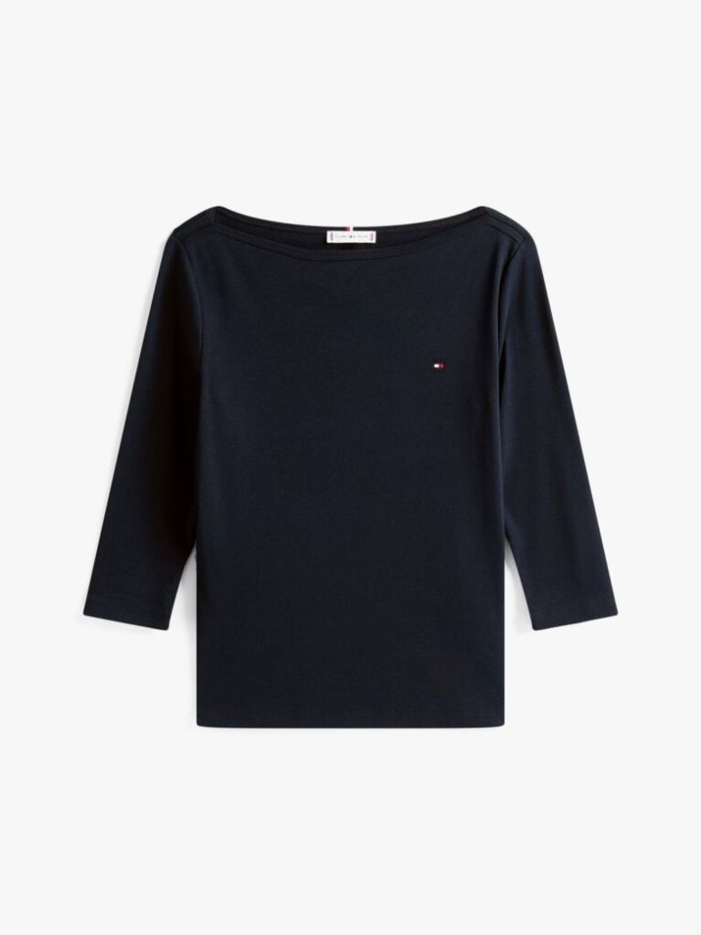 Blue Boat Neck Slim Fit T-Shirt  Women