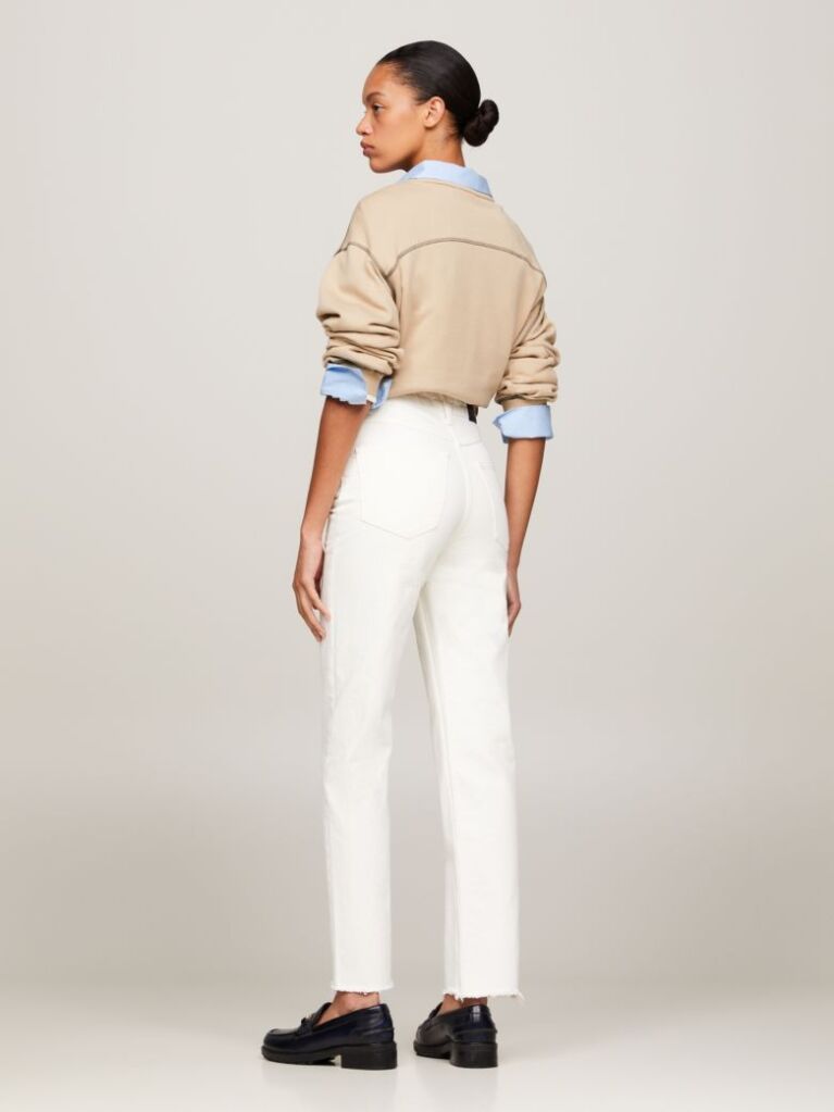 White Classics High Rise Fitted Straight White Ankle Jeans  Women