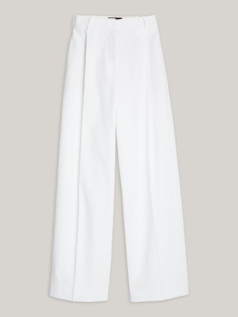 White Crest Pique Bootcut Trousers  Women