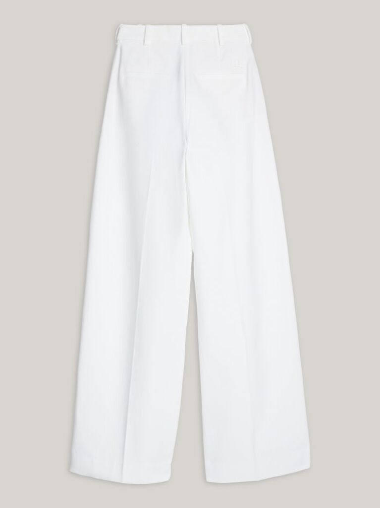 White Crest Pique Bootcut Trousers  Women